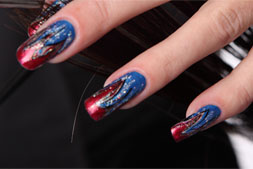 Red and Blue Nail Art Design